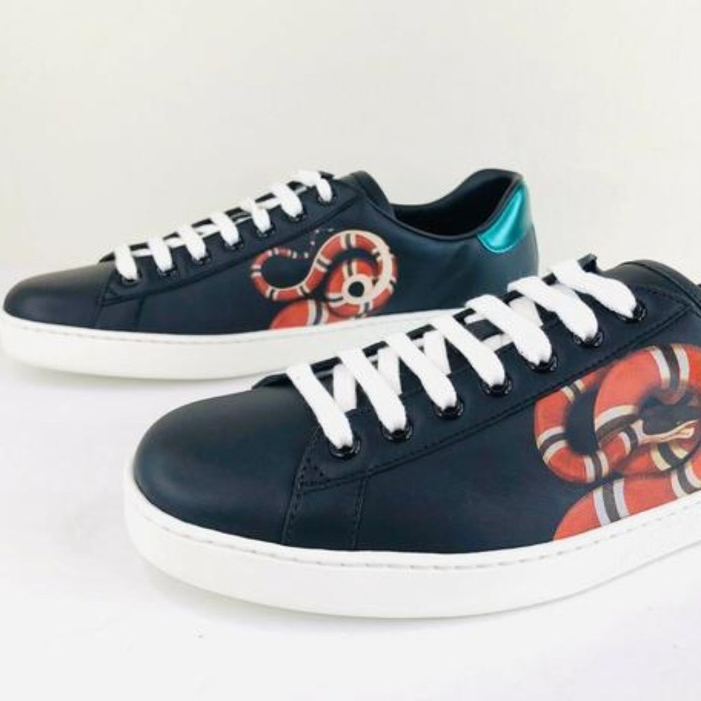 Gucci Kingsnake Ace Sneaker in Black NEW IN BOX